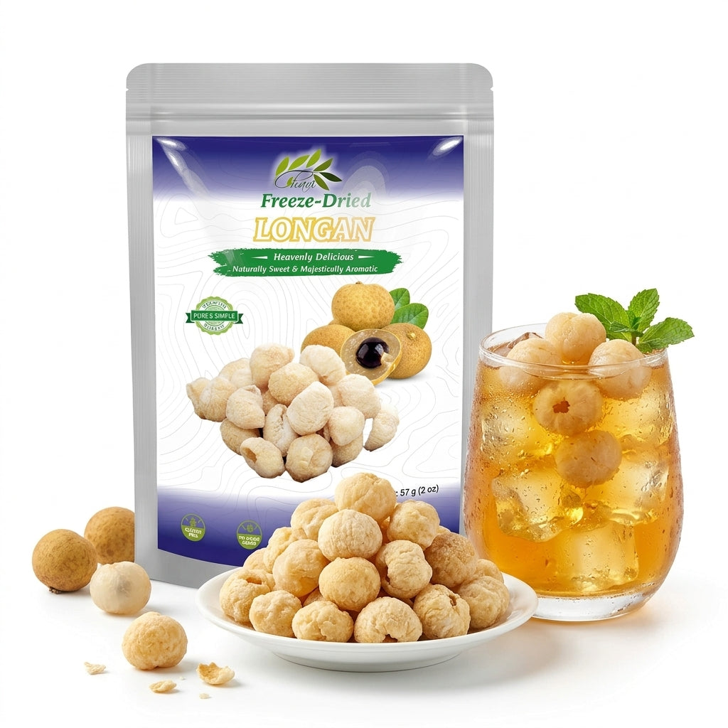CHAVI freeze-dried longan 2 oz resealable pouch with whole golden translucent dragon eye fruit