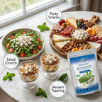 Freeze-dried soursop bites paired with yogurt bowl and cereal breakfast