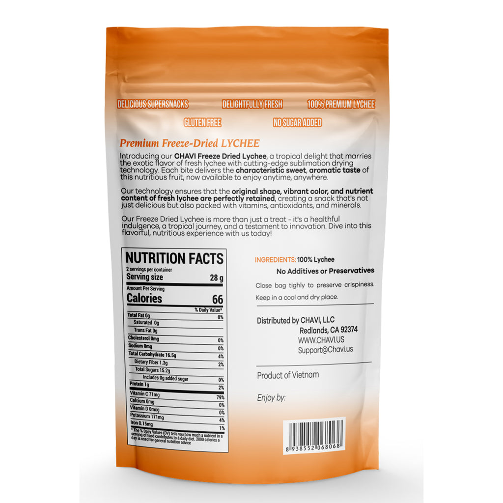 CHAVI Freeze-Dried Lychee - 2 Oz - Healthy 1 Ingredient Superfood Supersnacks - No Added Sugars or Preservatives - Non-GMO, Vegan, Gluten-Free…