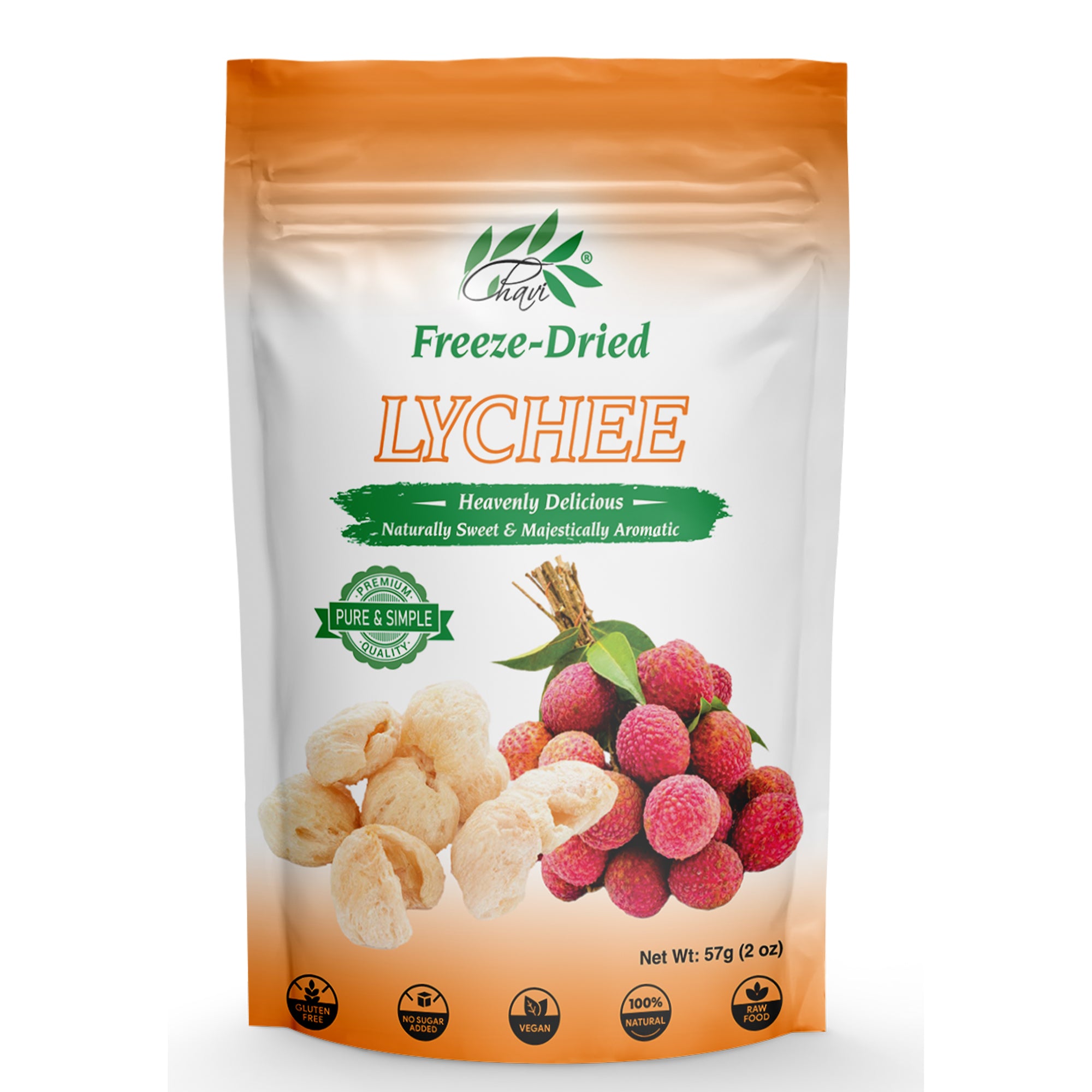 CHAVI Freeze-Dried Lychee - 2 Oz - Healthy 1 Ingredient Superfood Supersnacks - No Added Sugars or Preservatives - Non-GMO, Vegan, Gluten-Free…