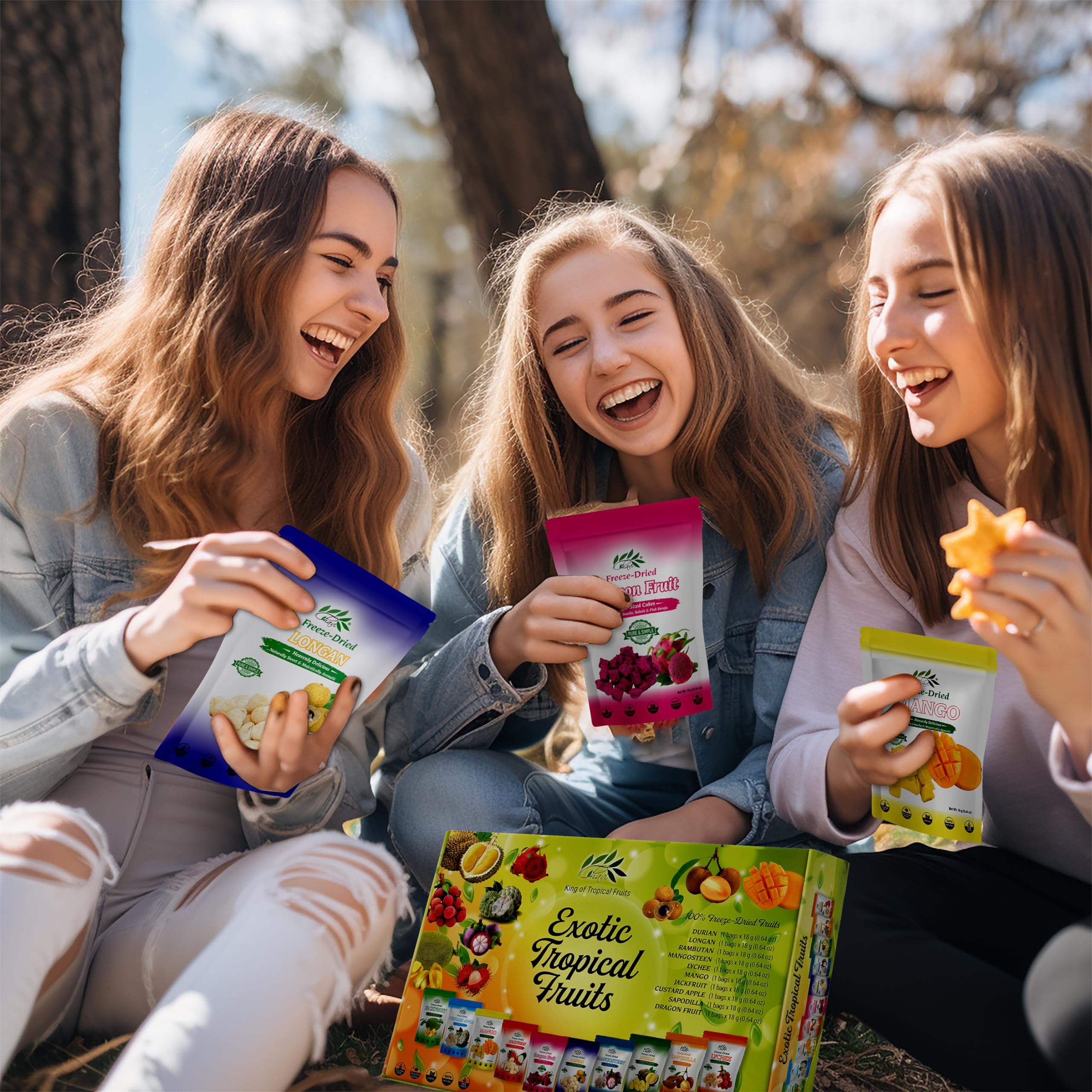 CHAVI Freeze Dried Exotic Tropical Fruits | Gift Box of 10 Bags