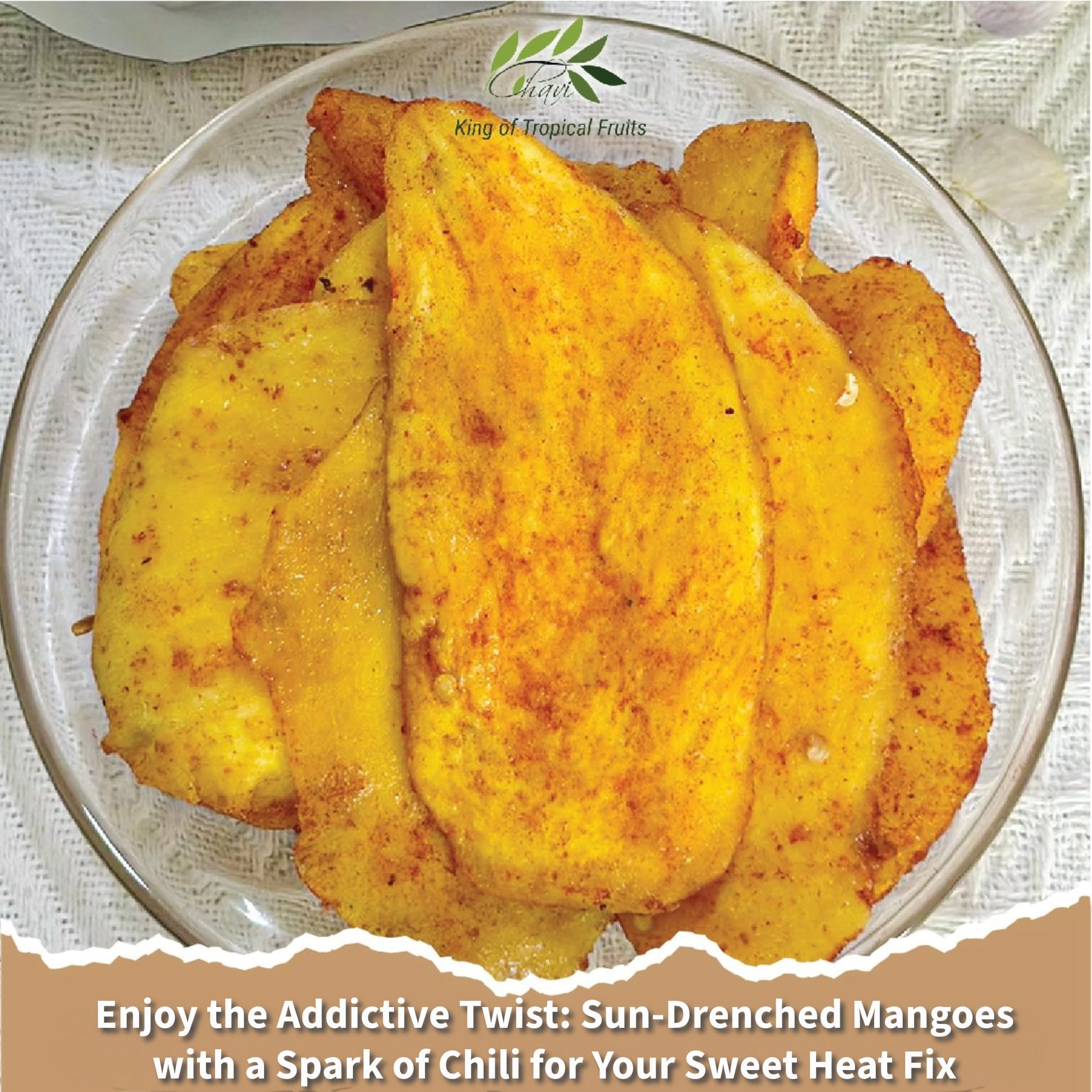 Chewy Soft-Dried Spicy Mango slices with chili coating