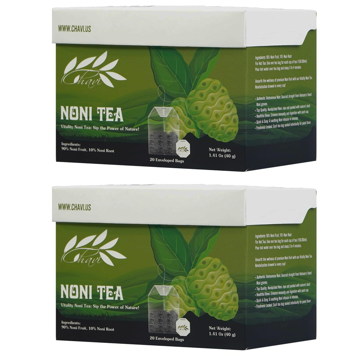 CHAVI pure noni tea 2 boxes 40 tea bags pack of 2