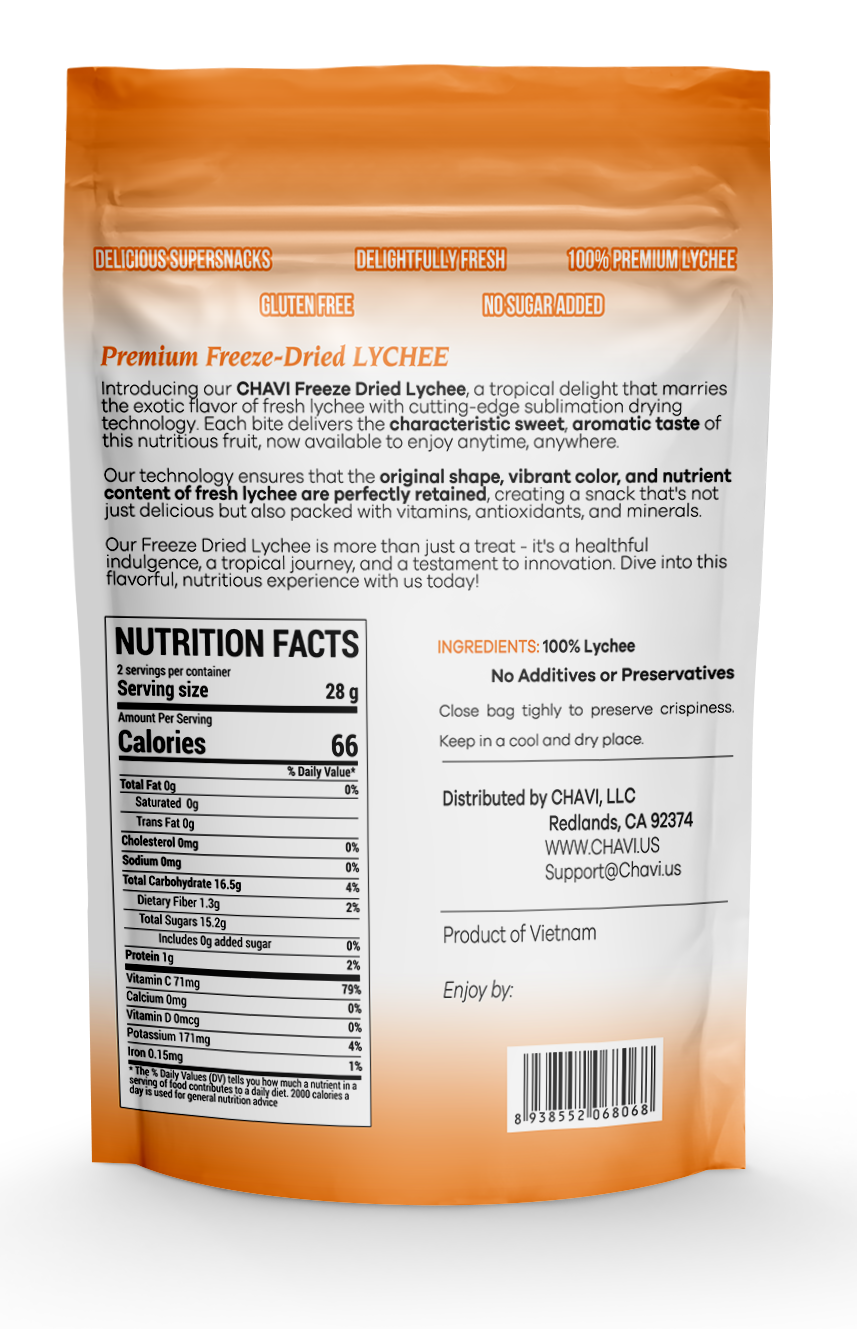 CHAVI Freeze-Dried Lychee | 4 oz | pack of 2 - Healthy 1 Ingredient Superfood Supersnacks - No Added Sugars or Preservatives - Non-GMO, Vegan, Gluten-Free