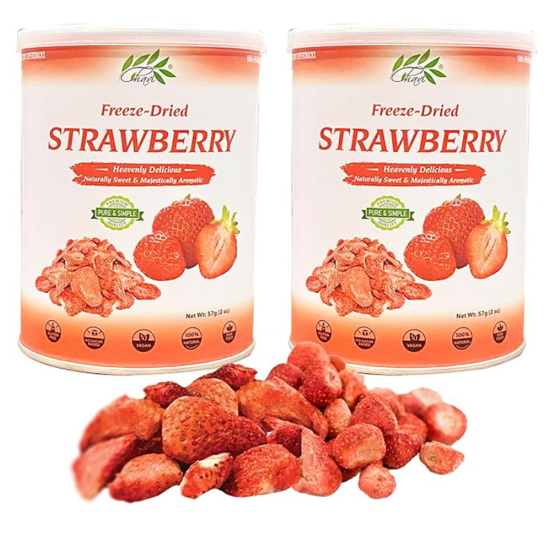 CHAVI Freeze-Dried Strawberry - Pack of 2 x 2 oz - Healthy 1 Ingredient Superfood - No Added Sugars or Preservatives - Non-GMO, Vegan, Gluten-Free | Long Shelf Life | 2 Cans