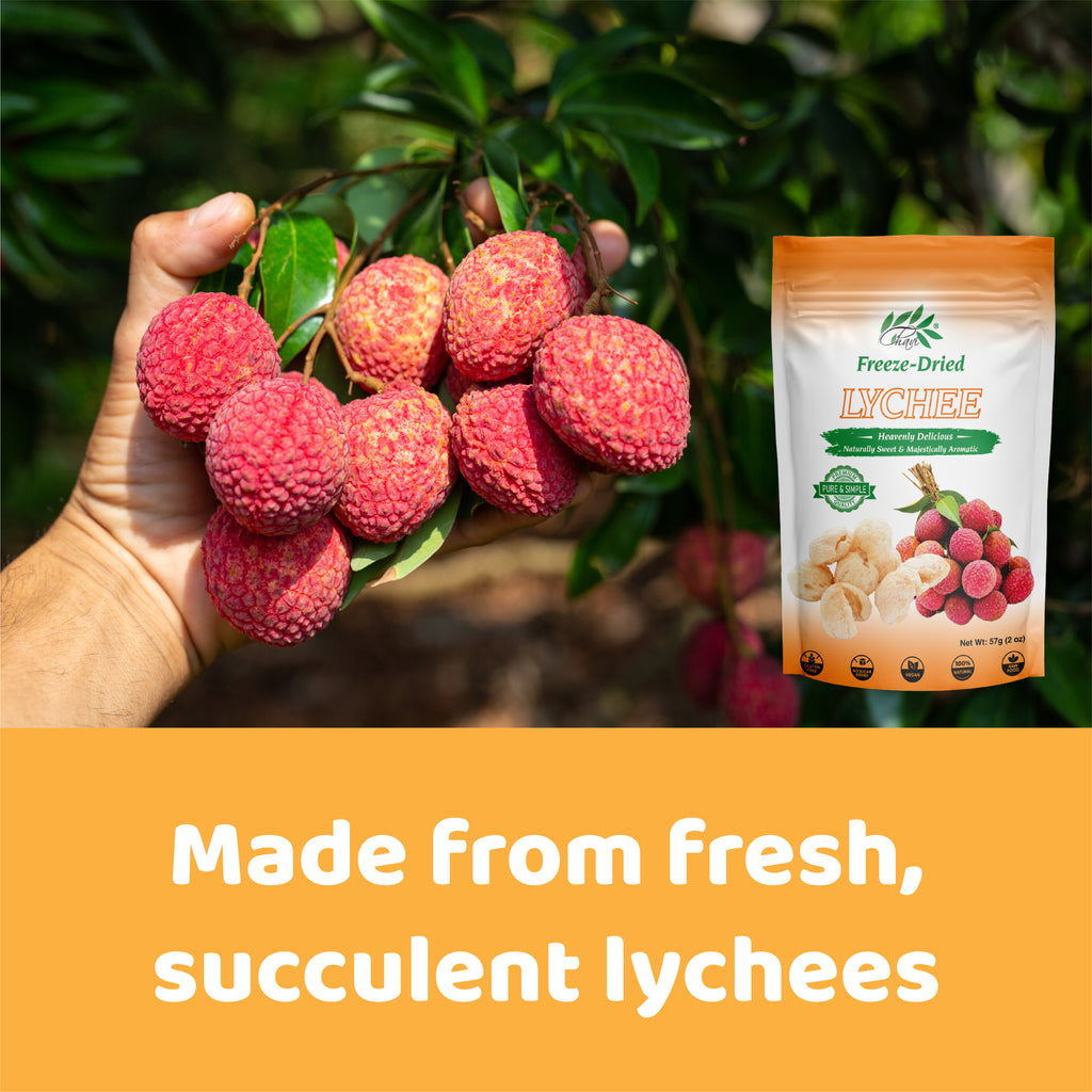 CHAVI Freeze-Dried Lychee | 4 oz | pack of 2 - Healthy 1 Ingredient Superfood Supersnacks - No Added Sugars or Preservatives - Non-GMO, Vegan, Gluten-Free